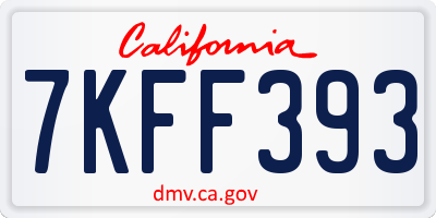 CA license plate 7KFF393
