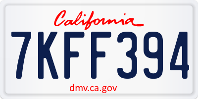 CA license plate 7KFF394