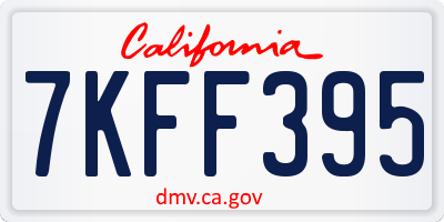 CA license plate 7KFF395