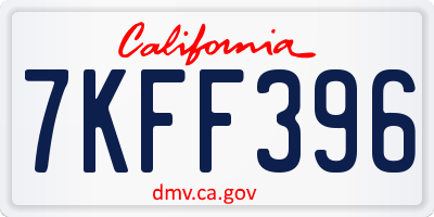 CA license plate 7KFF396