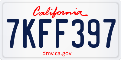 CA license plate 7KFF397