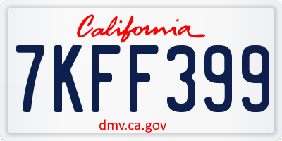 CA license plate 7KFF399