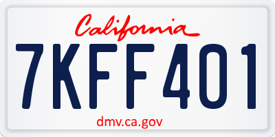 CA license plate 7KFF401