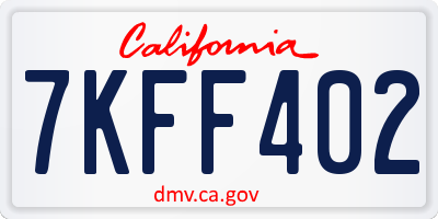 CA license plate 7KFF402