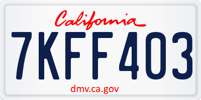 CA license plate 7KFF403