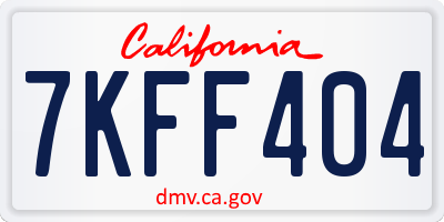 CA license plate 7KFF404