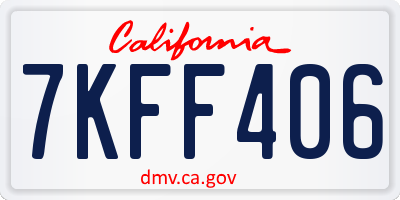 CA license plate 7KFF406