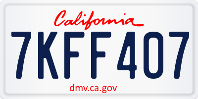 CA license plate 7KFF407