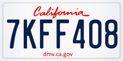 CA license plate 7KFF408
