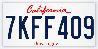 CA license plate 7KFF409