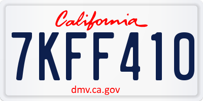 CA license plate 7KFF410