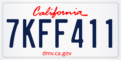 CA license plate 7KFF411