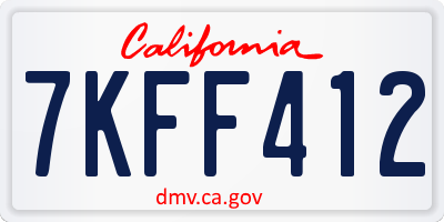 CA license plate 7KFF412