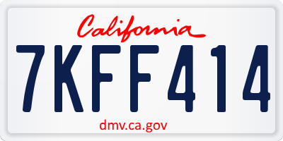 CA license plate 7KFF414