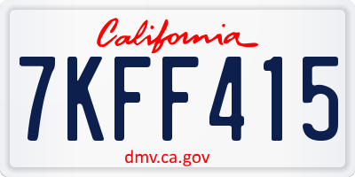 CA license plate 7KFF415