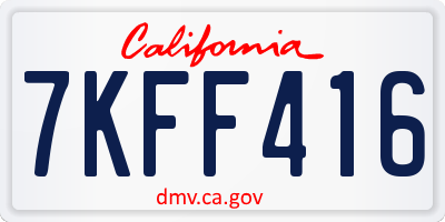 CA license plate 7KFF416
