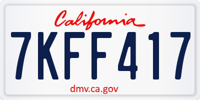 CA license plate 7KFF417