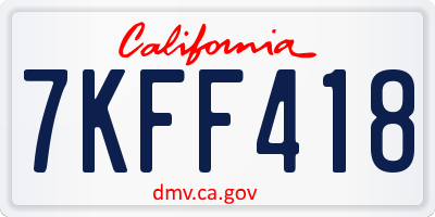 CA license plate 7KFF418