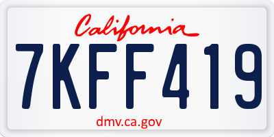 CA license plate 7KFF419