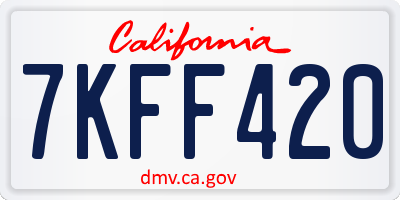 CA license plate 7KFF420