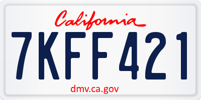 CA license plate 7KFF421