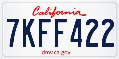 CA license plate 7KFF422