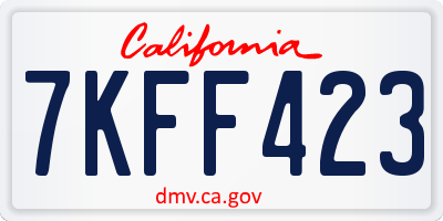 CA license plate 7KFF423