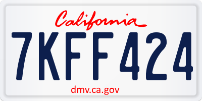 CA license plate 7KFF424