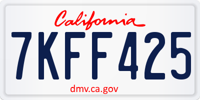 CA license plate 7KFF425
