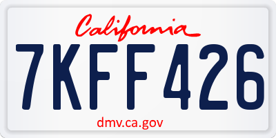 CA license plate 7KFF426