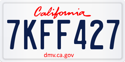 CA license plate 7KFF427