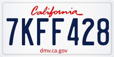 CA license plate 7KFF428