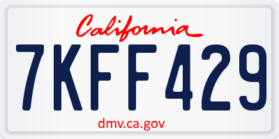 CA license plate 7KFF429