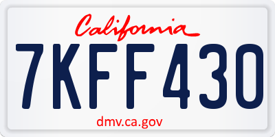 CA license plate 7KFF430