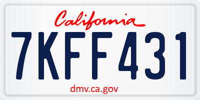 CA license plate 7KFF431