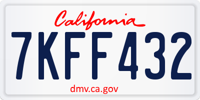 CA license plate 7KFF432