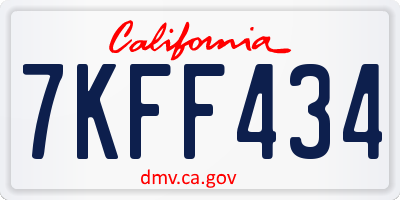 CA license plate 7KFF434