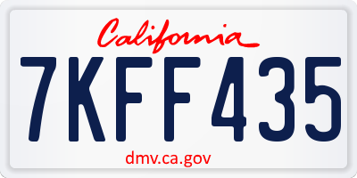 CA license plate 7KFF435
