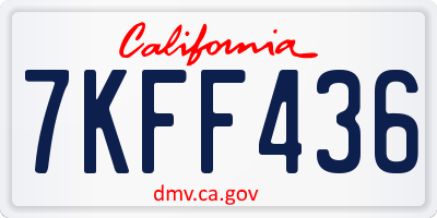 CA license plate 7KFF436