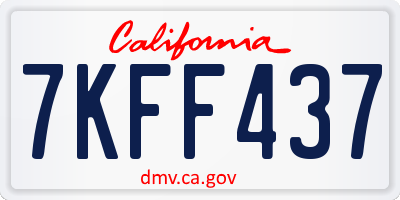 CA license plate 7KFF437