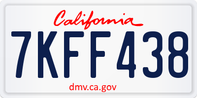 CA license plate 7KFF438