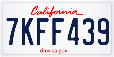 CA license plate 7KFF439