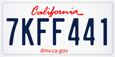 CA license plate 7KFF441