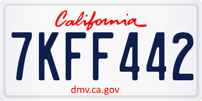 CA license plate 7KFF442