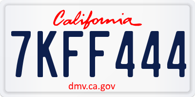 CA license plate 7KFF444