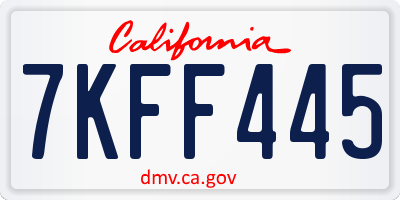 CA license plate 7KFF445
