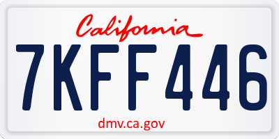 CA license plate 7KFF446