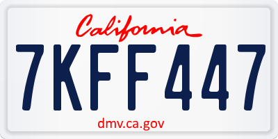 CA license plate 7KFF447