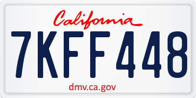 CA license plate 7KFF448