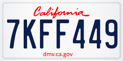 CA license plate 7KFF449